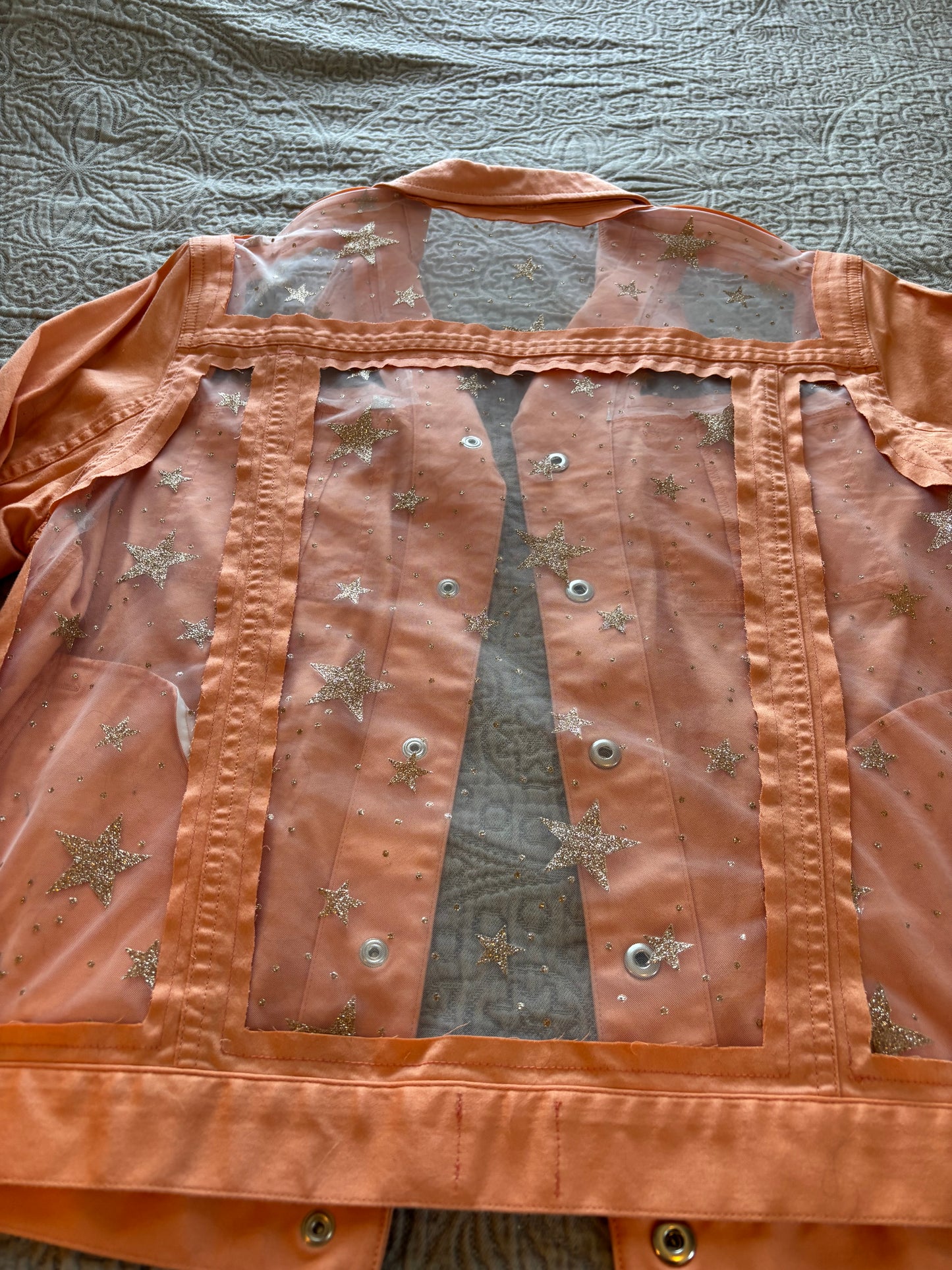 Gold Stars Orange Denim Jacket [XL]