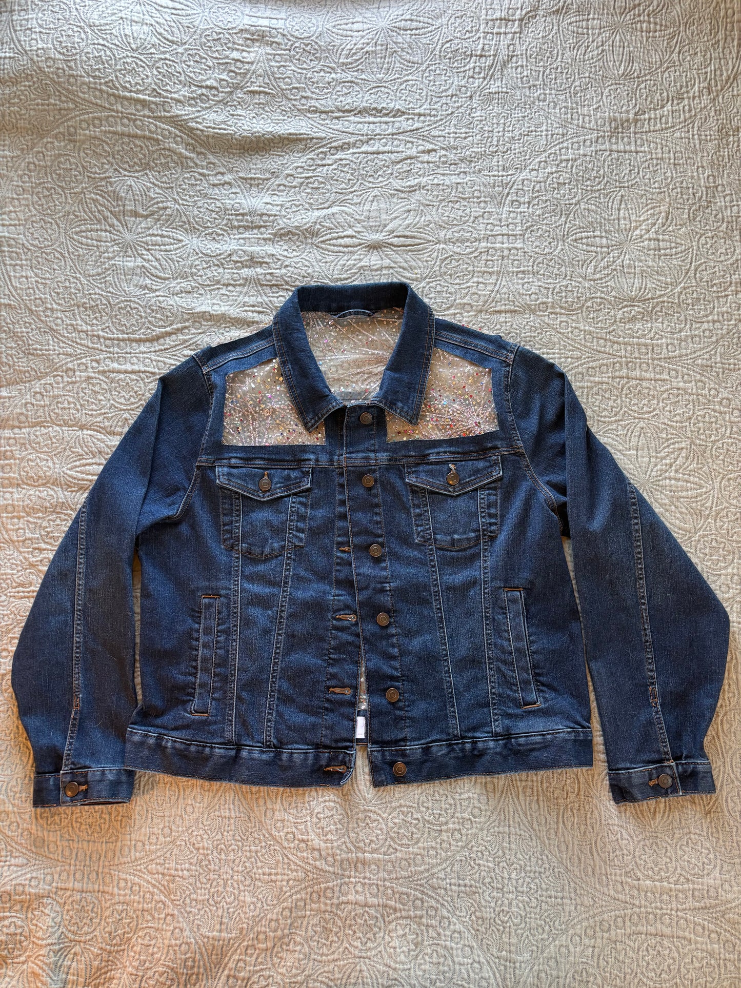 Dark Wash Fireworks Denim Jacket [1X]