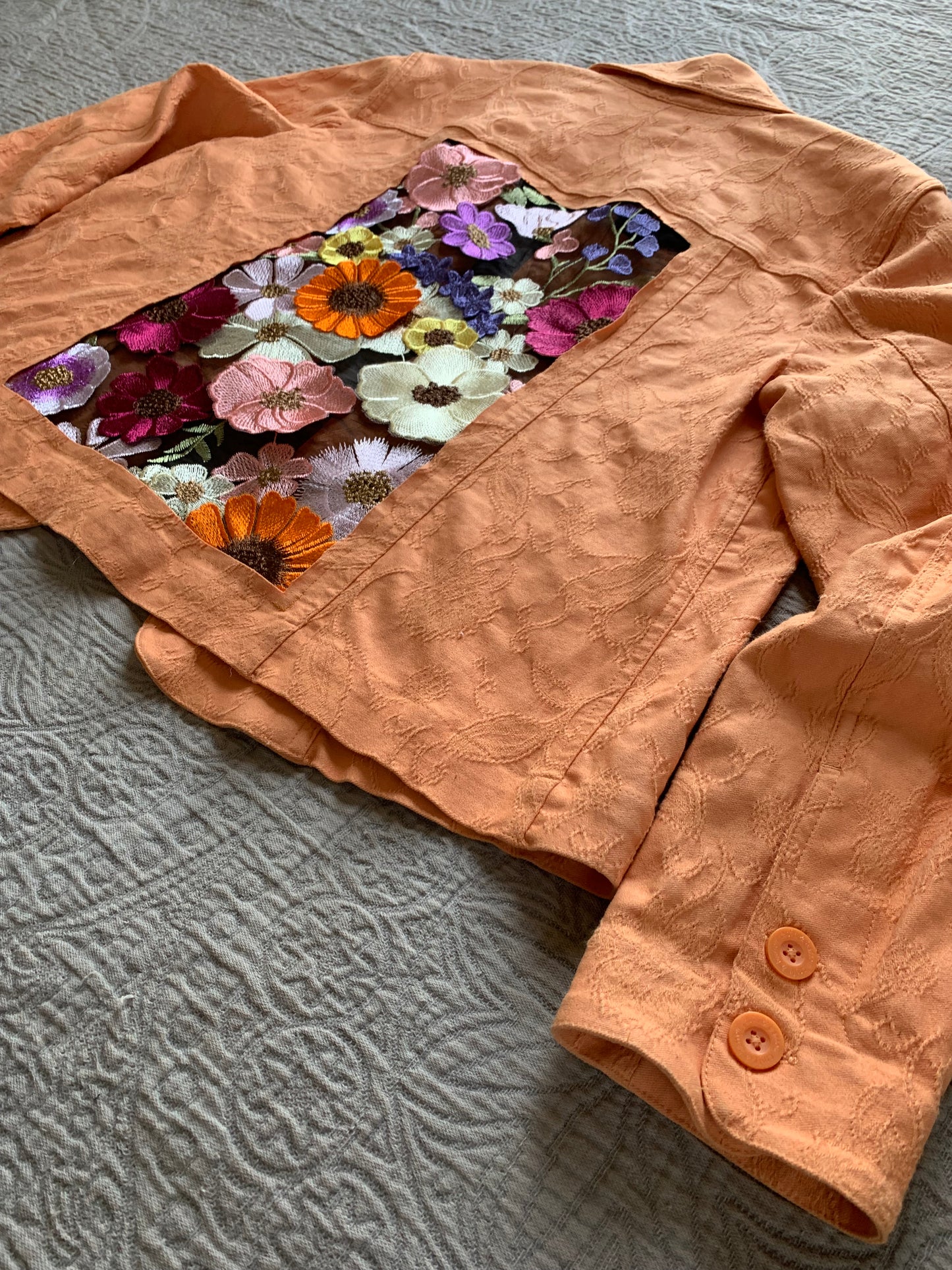 Orange Brocade Floral Jacket [0X]