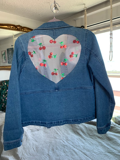 Heart Cutout Denim Cherries [L]