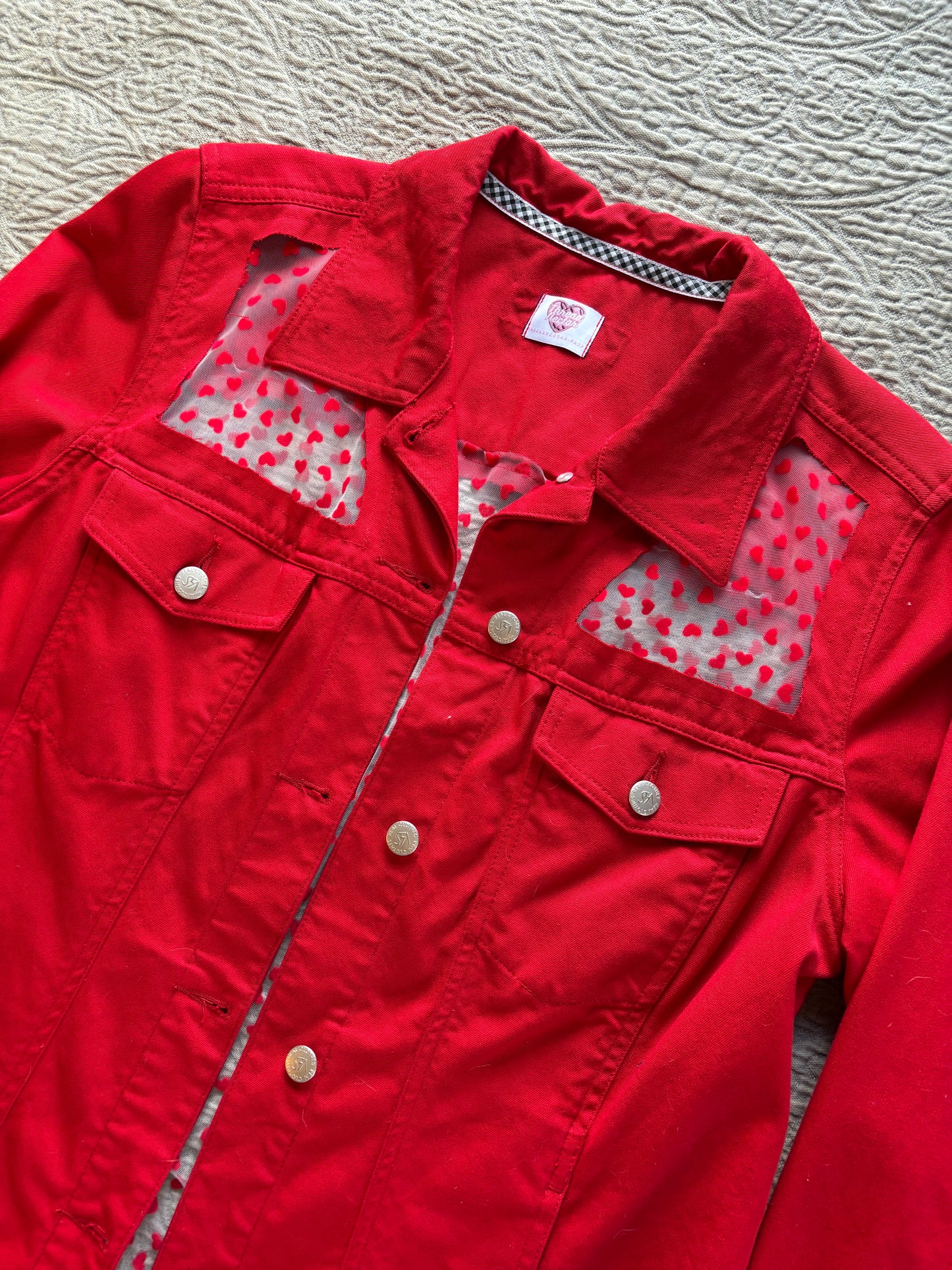 Red Denim Hearts Jacket [0X]