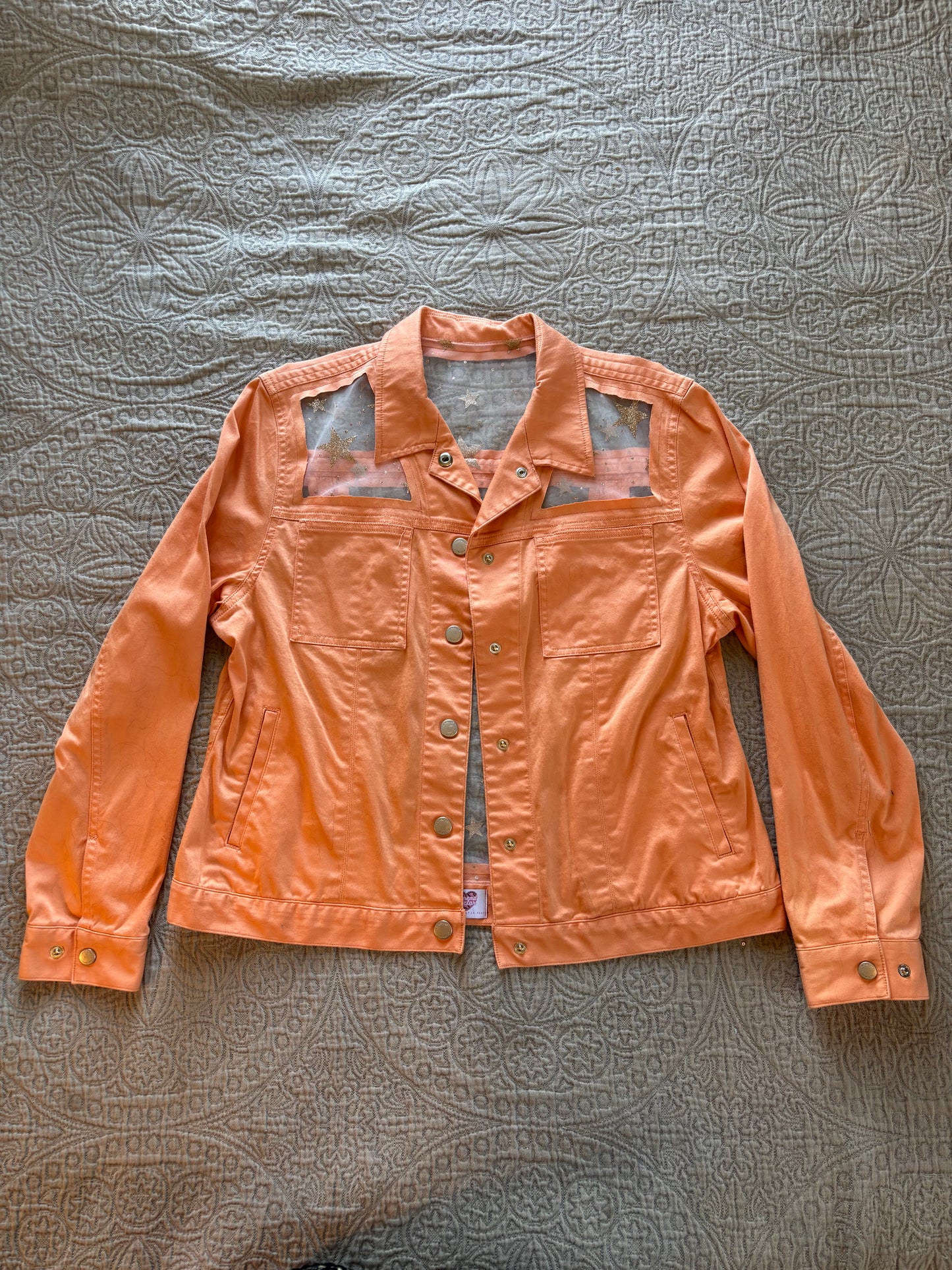 Gold Stars Orange Denim Jacket [XL]