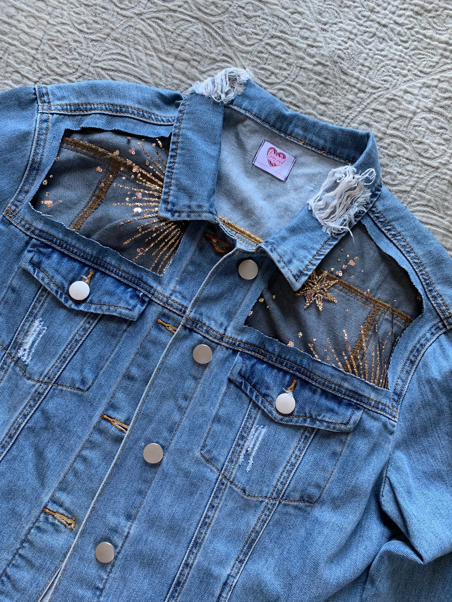 Distressed Star Denim Mystic Jacket [0X]