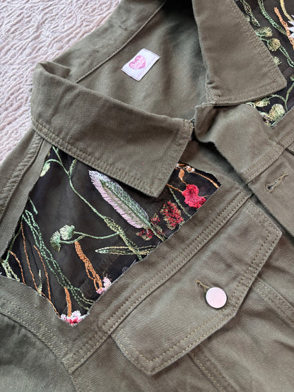 Green Denim Wildflowers Jacket [4X]