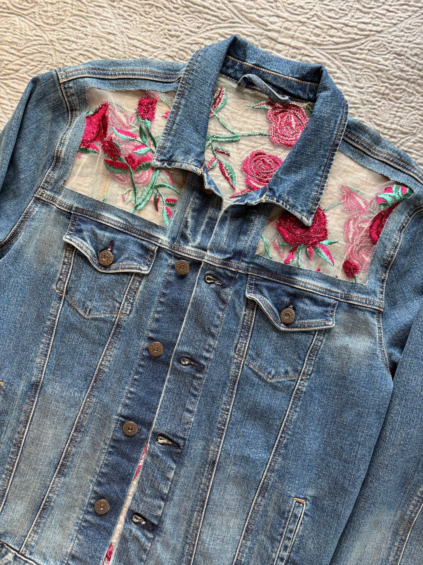 Denim Roses Jacket [0X]
