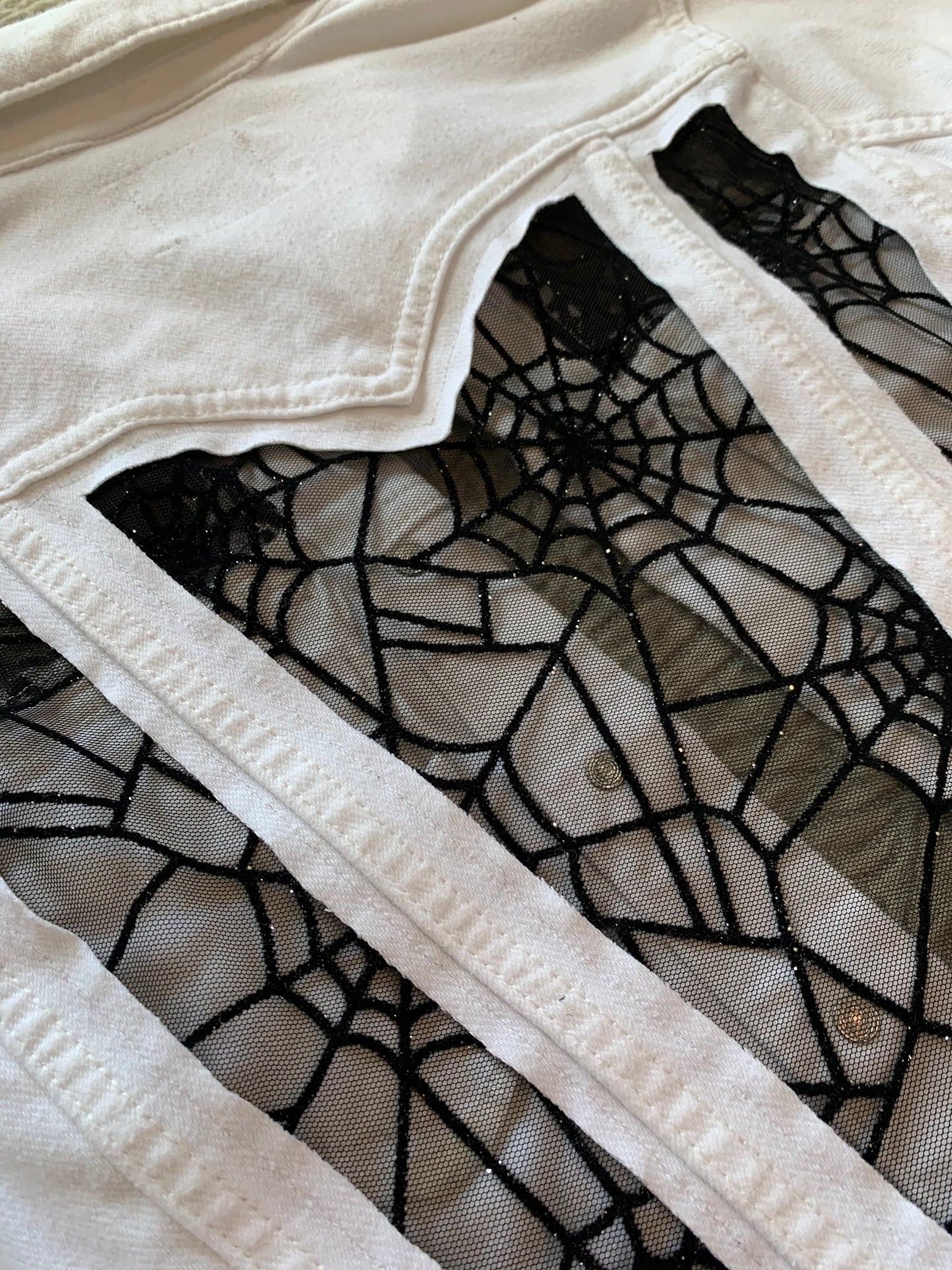 White Denim Spiderweb Jacket   [XS]