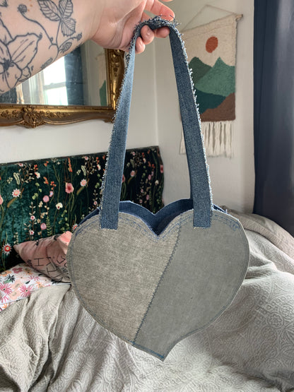 Denim Patchwork Heart Bag