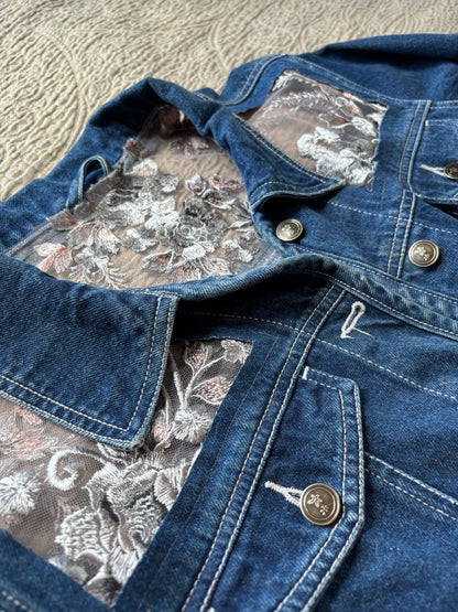 Dark Denim Denim Silver Floral Jacket [1X]