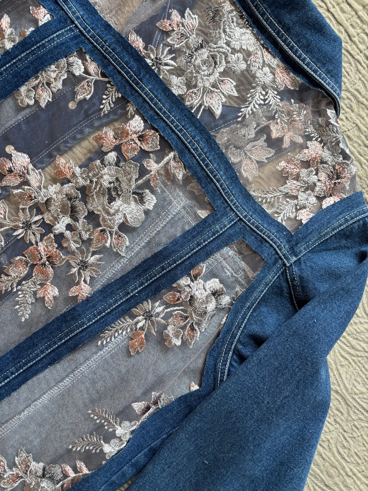 Dark Denim Denim Silver Floral Jacket [1X]