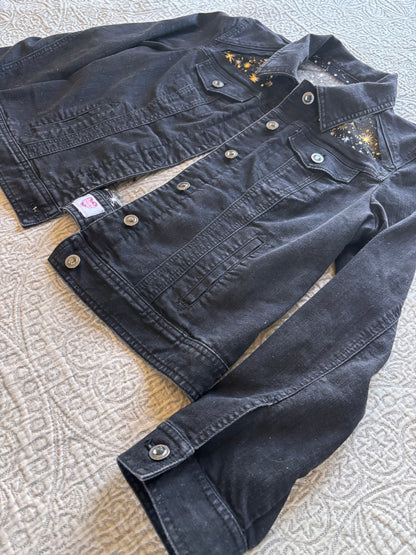 Black Denim Gold Stars Jacket [L]