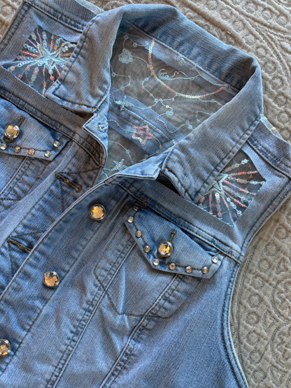 Blue Stars Light-Wash Denim Vest [XL]