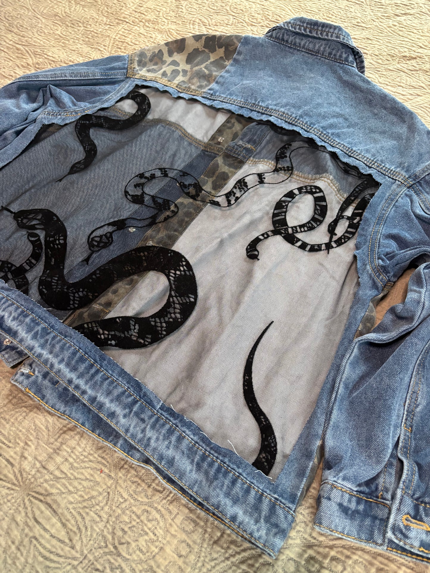 Cheetah Print Denim Snakes Jacket [3X]