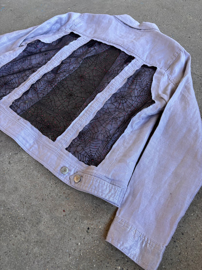 Purple Denim Spider Webs Shirt [L]