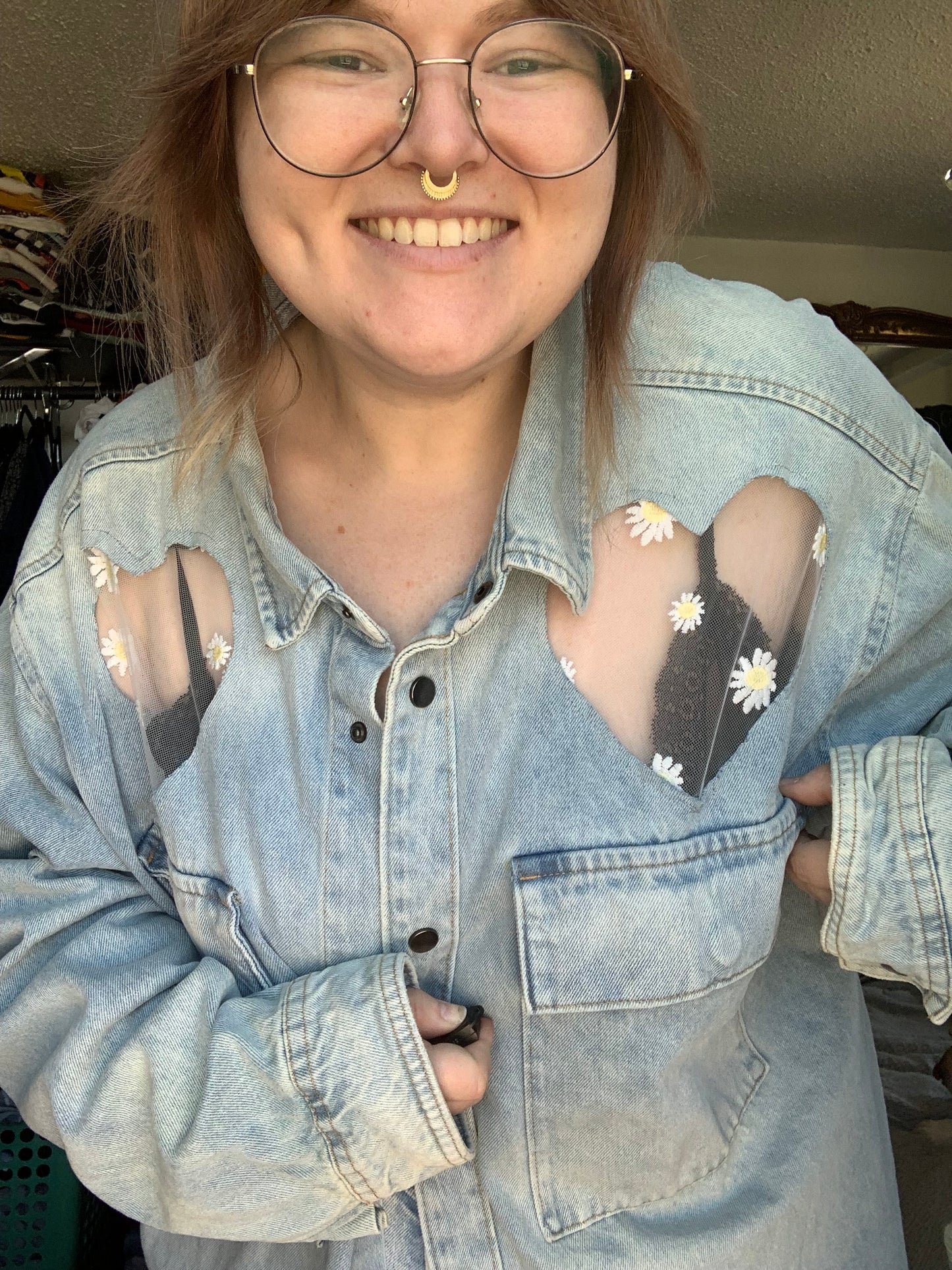 Heart Cutout Denim Daisies [4X]
