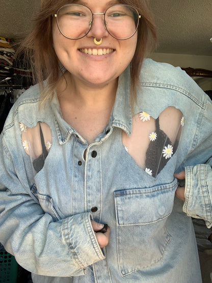 Heart Cutout Denim Daisies [4X]