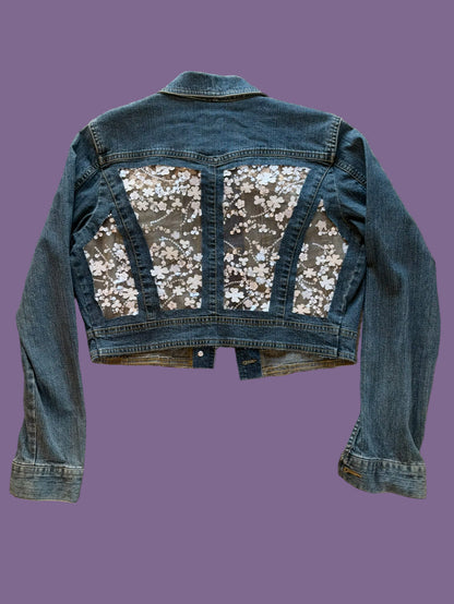 Cropped White Flowers Jacket [L]