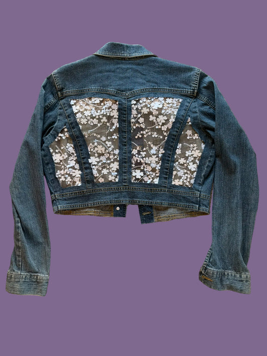 Cropped White Flowers Jacket [L]