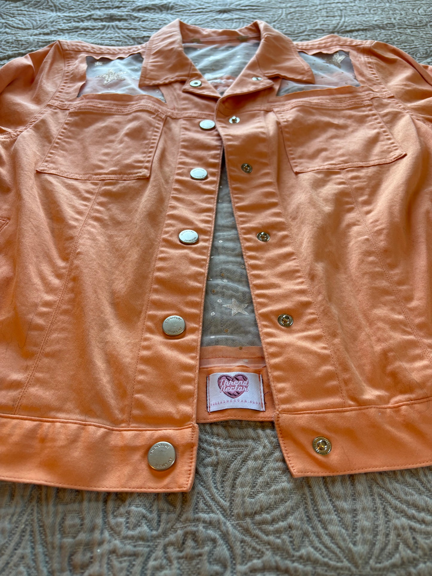 Gold Stars Orange Denim Jacket [XL]