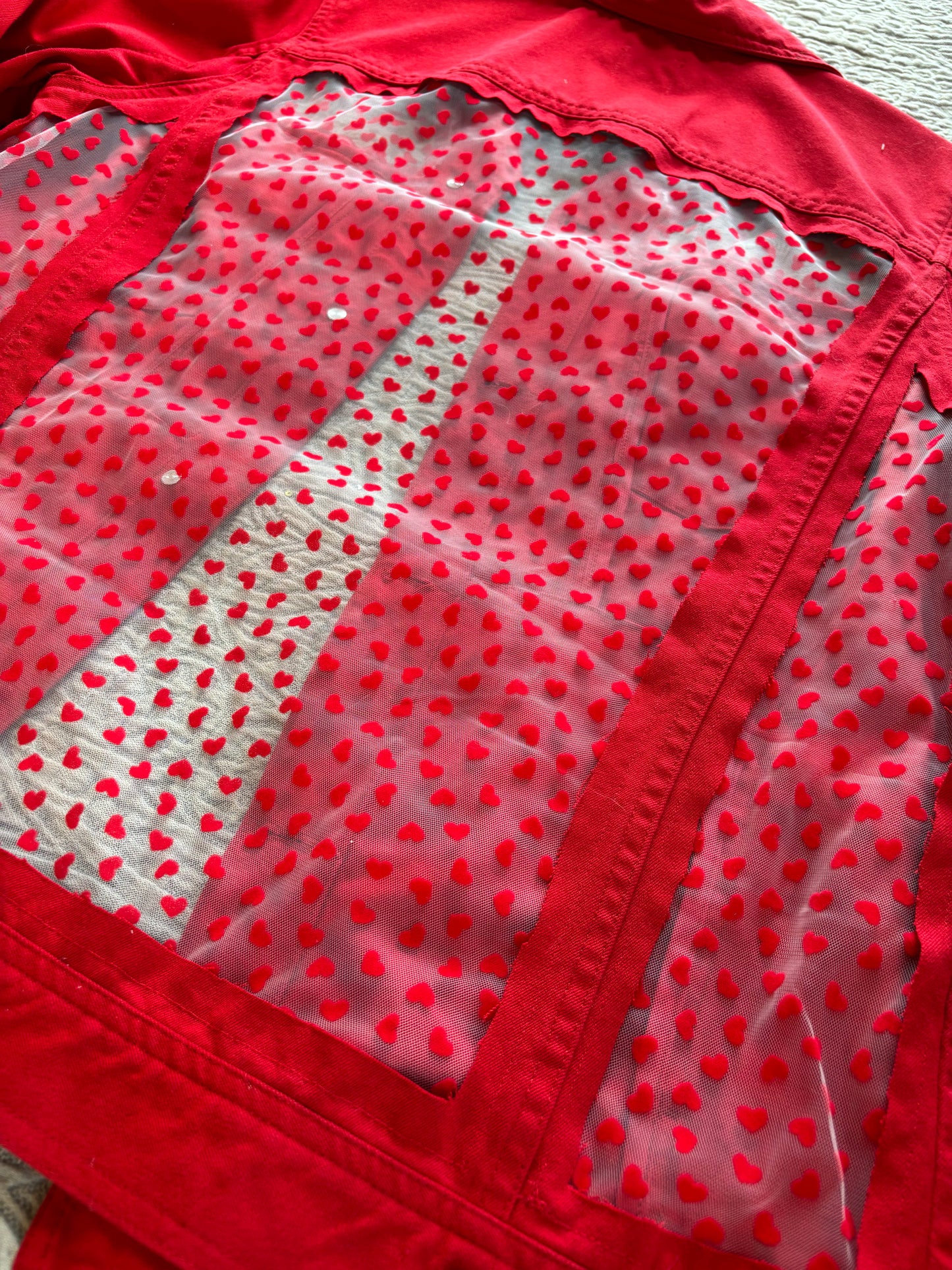 Red Denim Hearts Jacket [0X]
