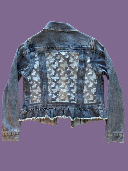 Blue Butterflies Light-Wash Denim Jacket [M]