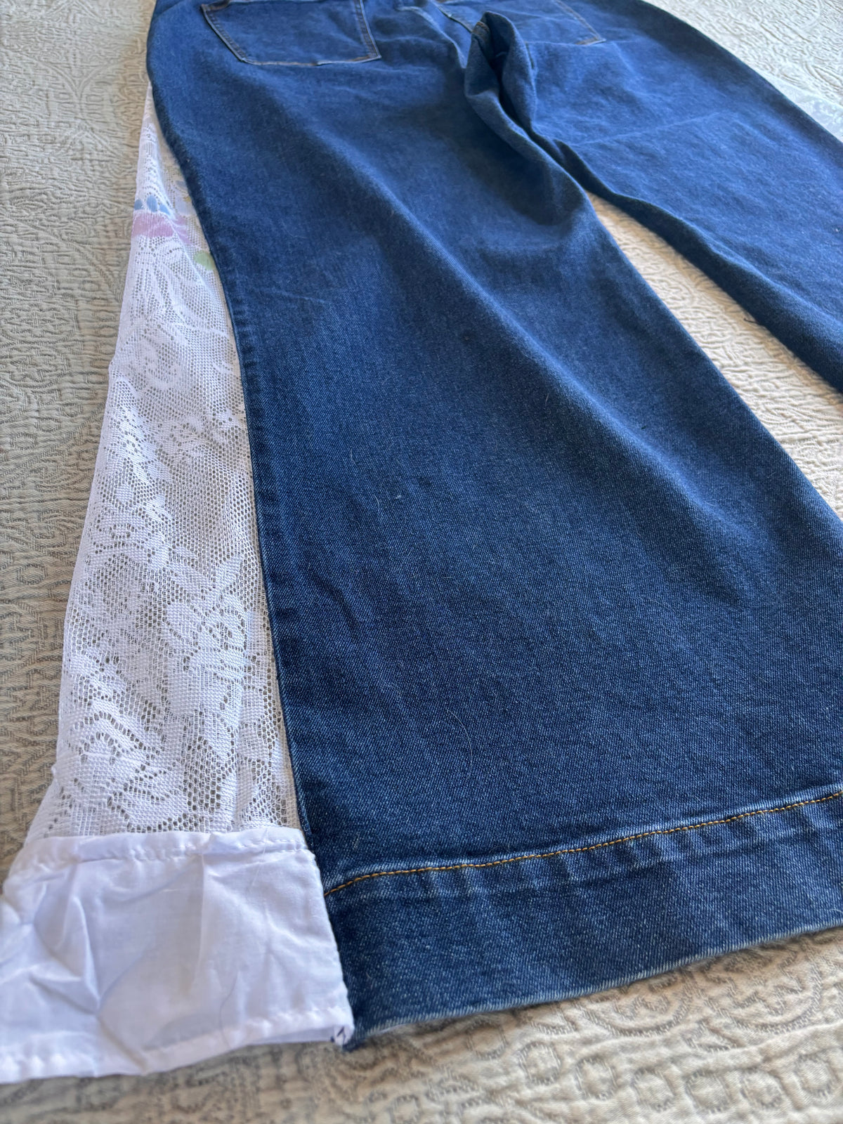 Dark Denim High Waisted Lace Flare Jeans [1X]