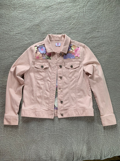 Pink Denim Pastel Wildflower Jacket  [M]