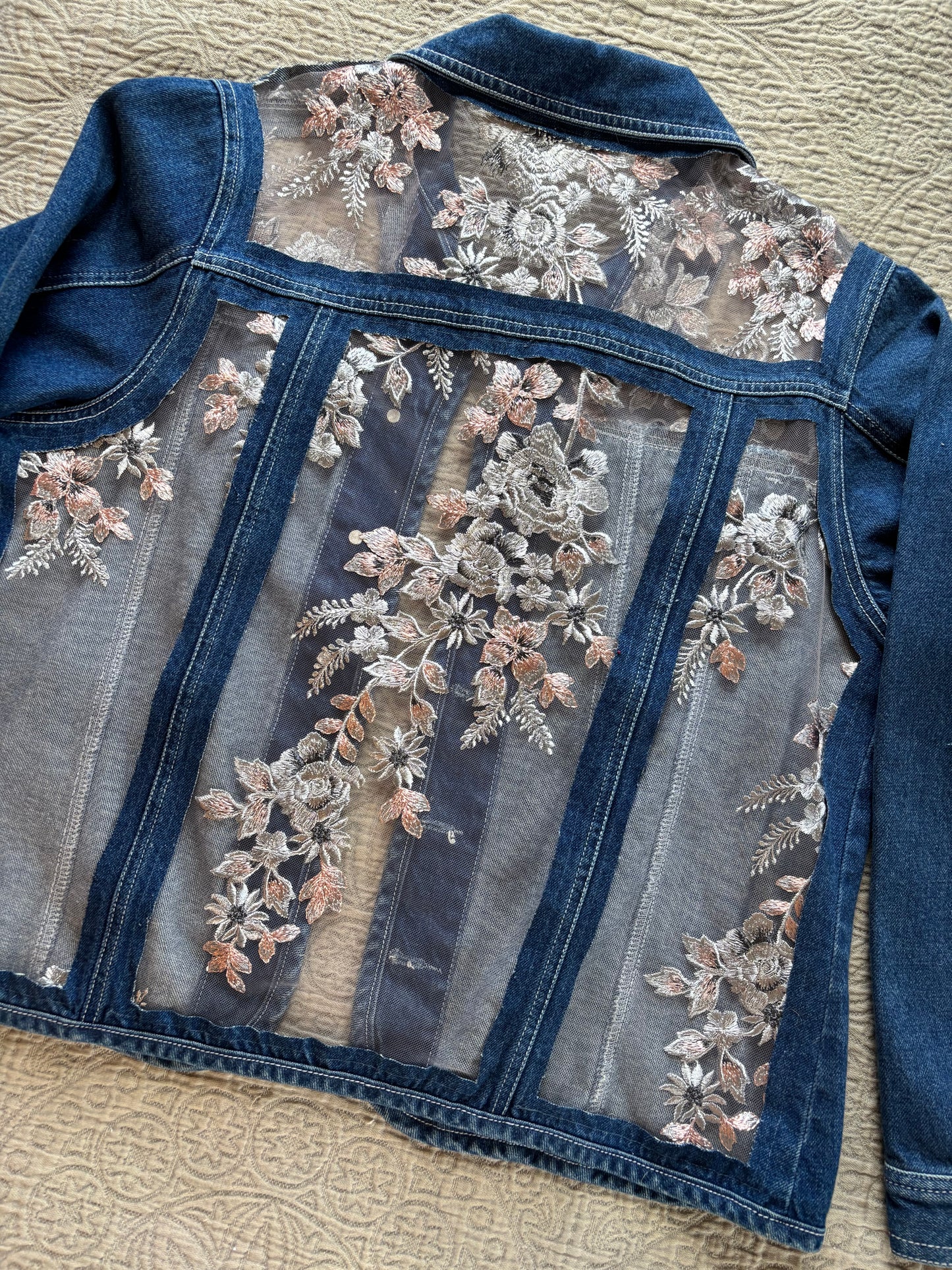 Dark Denim Denim Silver Floral Jacket [1X]
