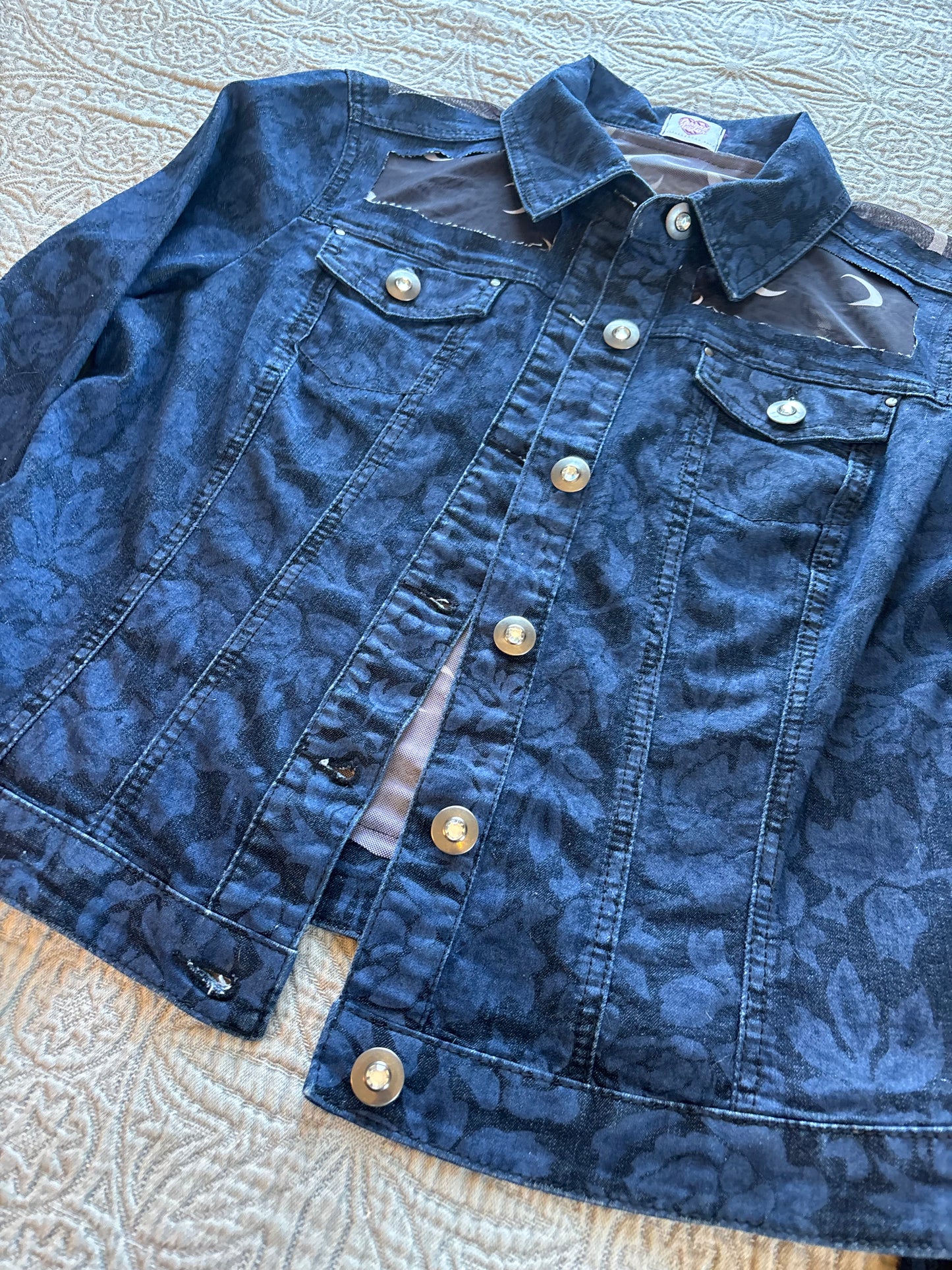 Moon Floral Denim Jacket [L]