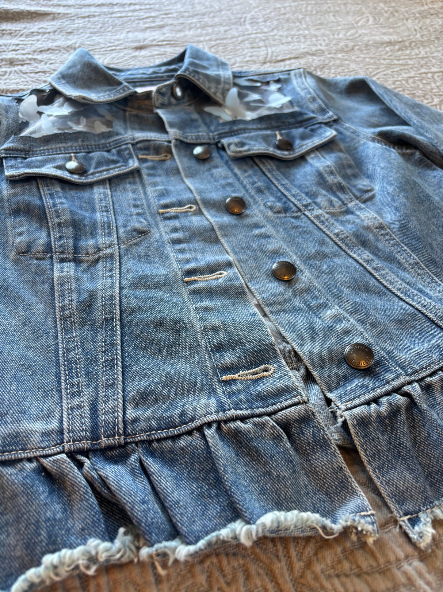 Blue Butterflies Light-Wash Denim Jacket [M]