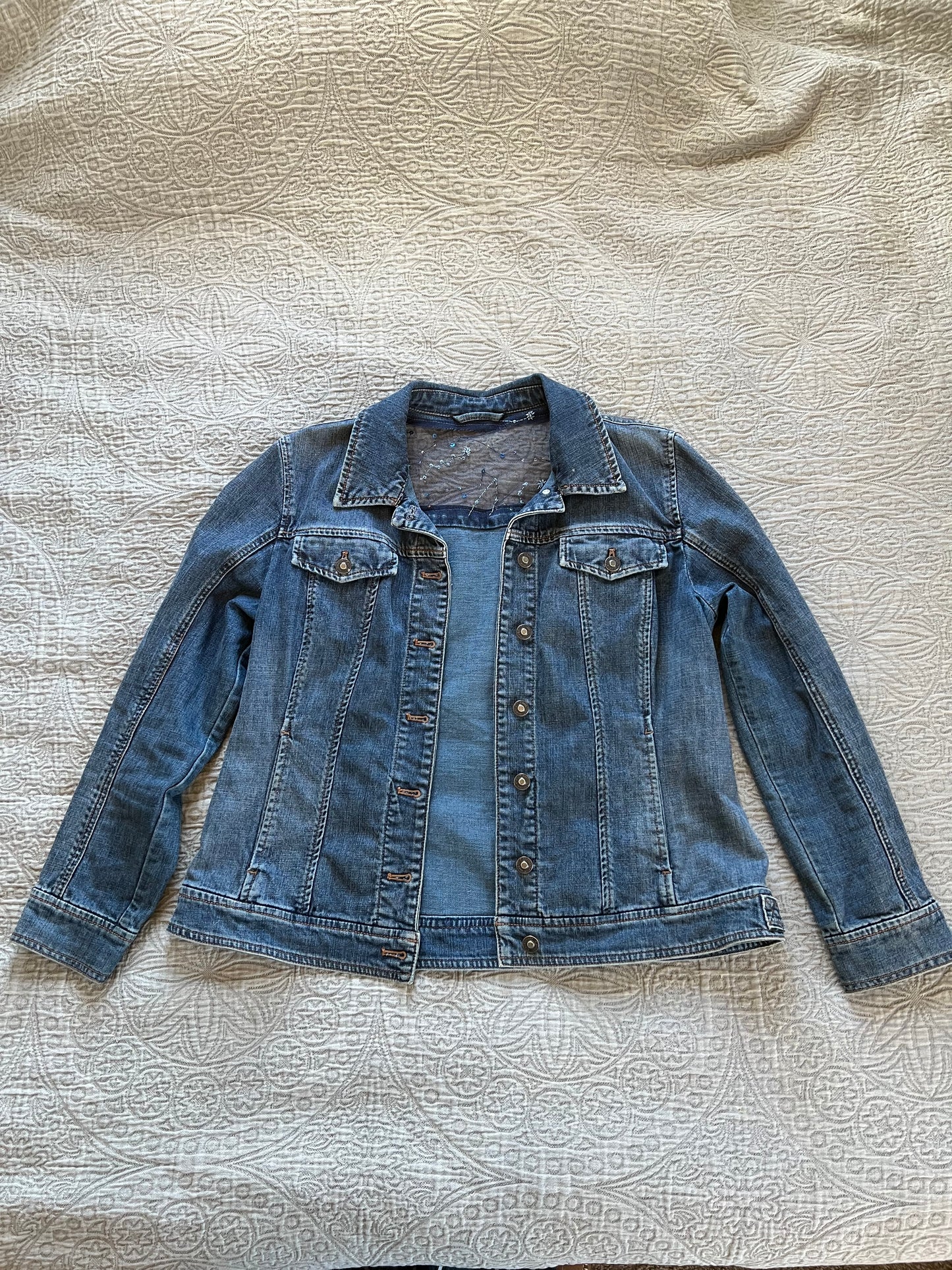 Painted Denim Astronaut and Stars [L]
