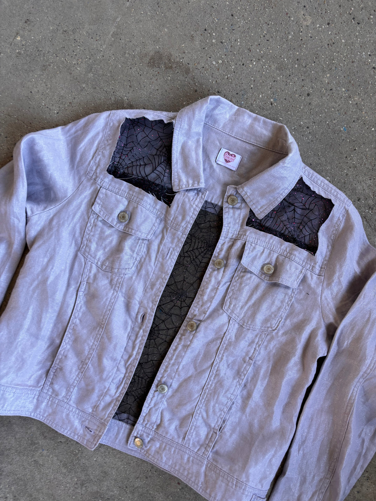 Purple Denim Spider Webs Shirt [L]