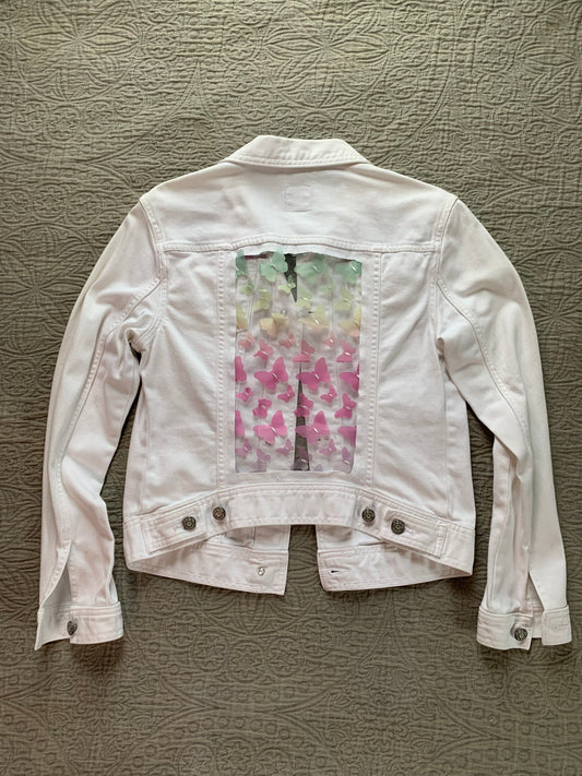 White Denim Butterfly Jacket [S]