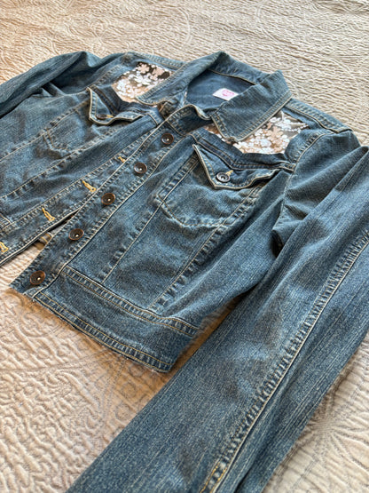 Cropped White Flowers Jacket [L]