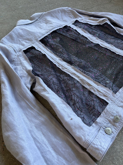 Purple Denim Spider Webs Shirt [L]