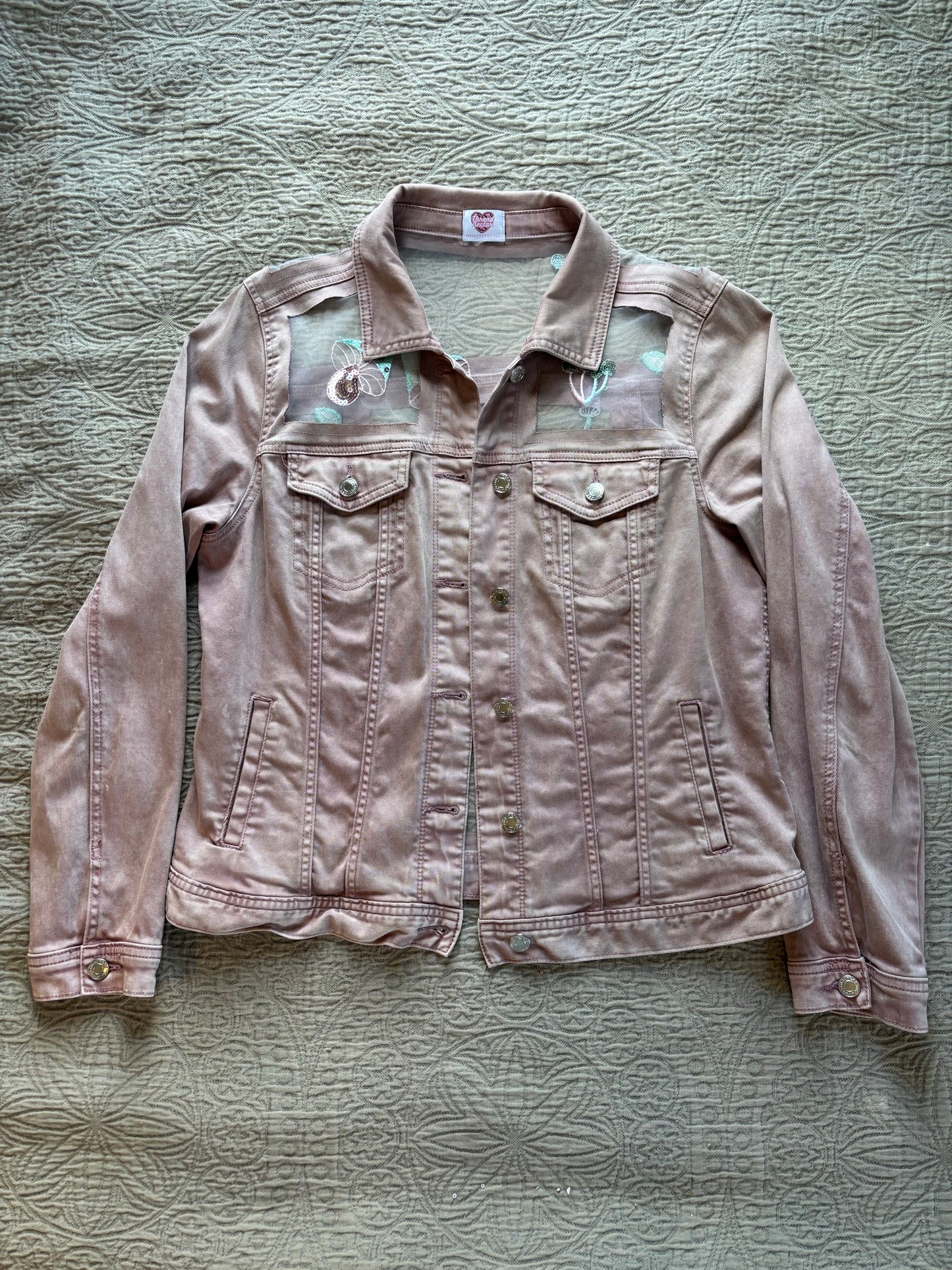 Pink Denim Mushrooms Jacket [XL]