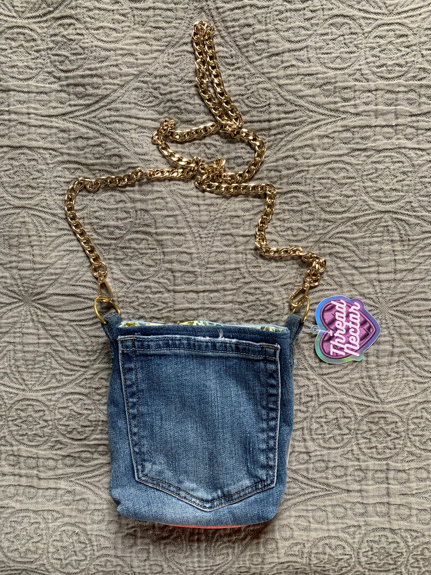 Denim Quilt Block Cross Body Bag