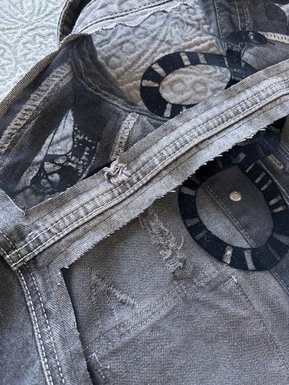 Black Distressed Denim Snakes Jacket [L]