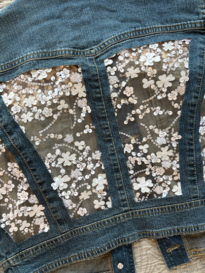 Cropped White Flowers Jacket [L]