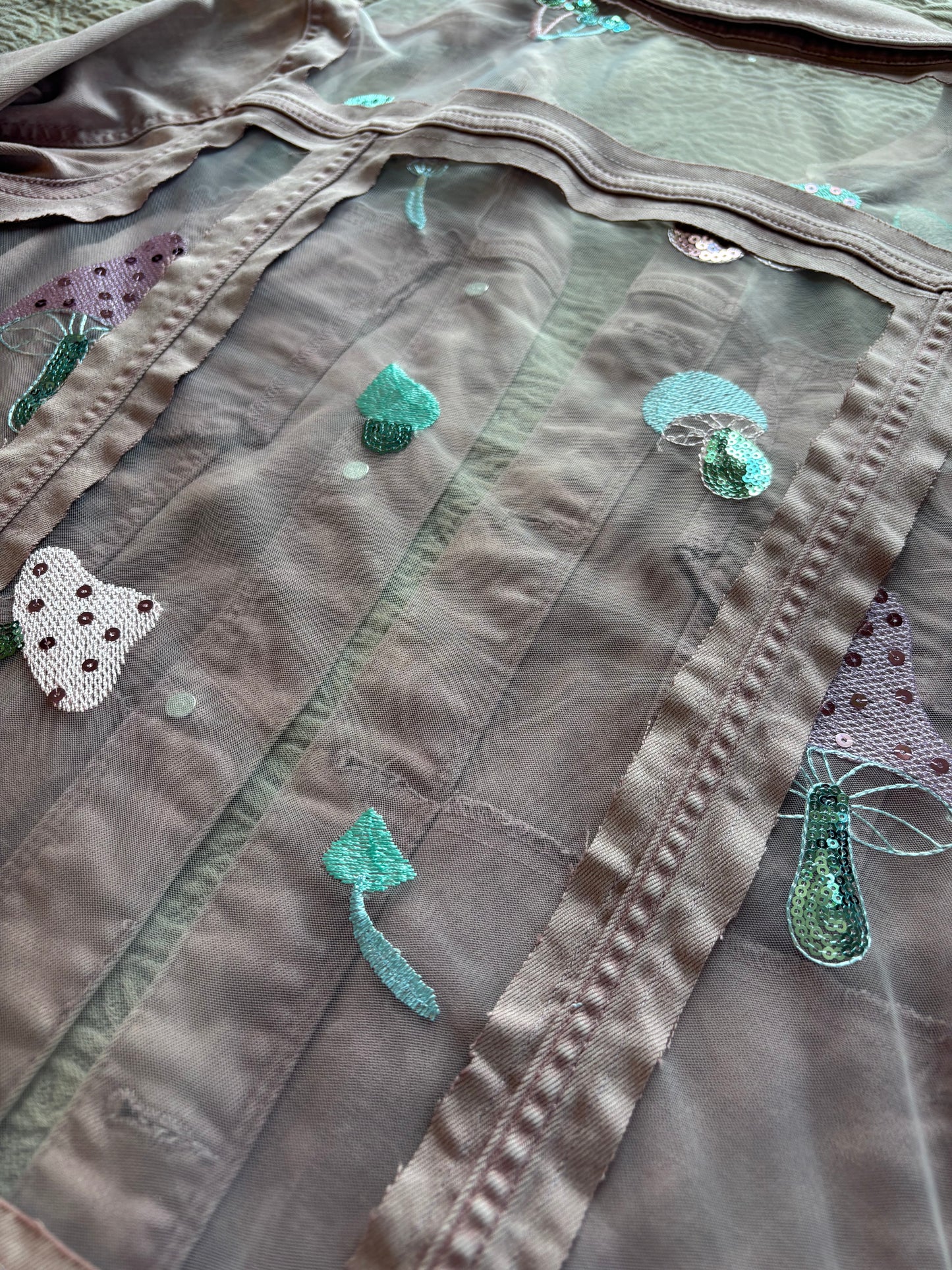 Pink Denim Mushrooms Jacket [XL]