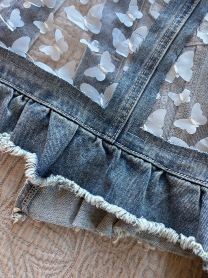 Blue Butterflies Light-Wash Denim Jacket [M]