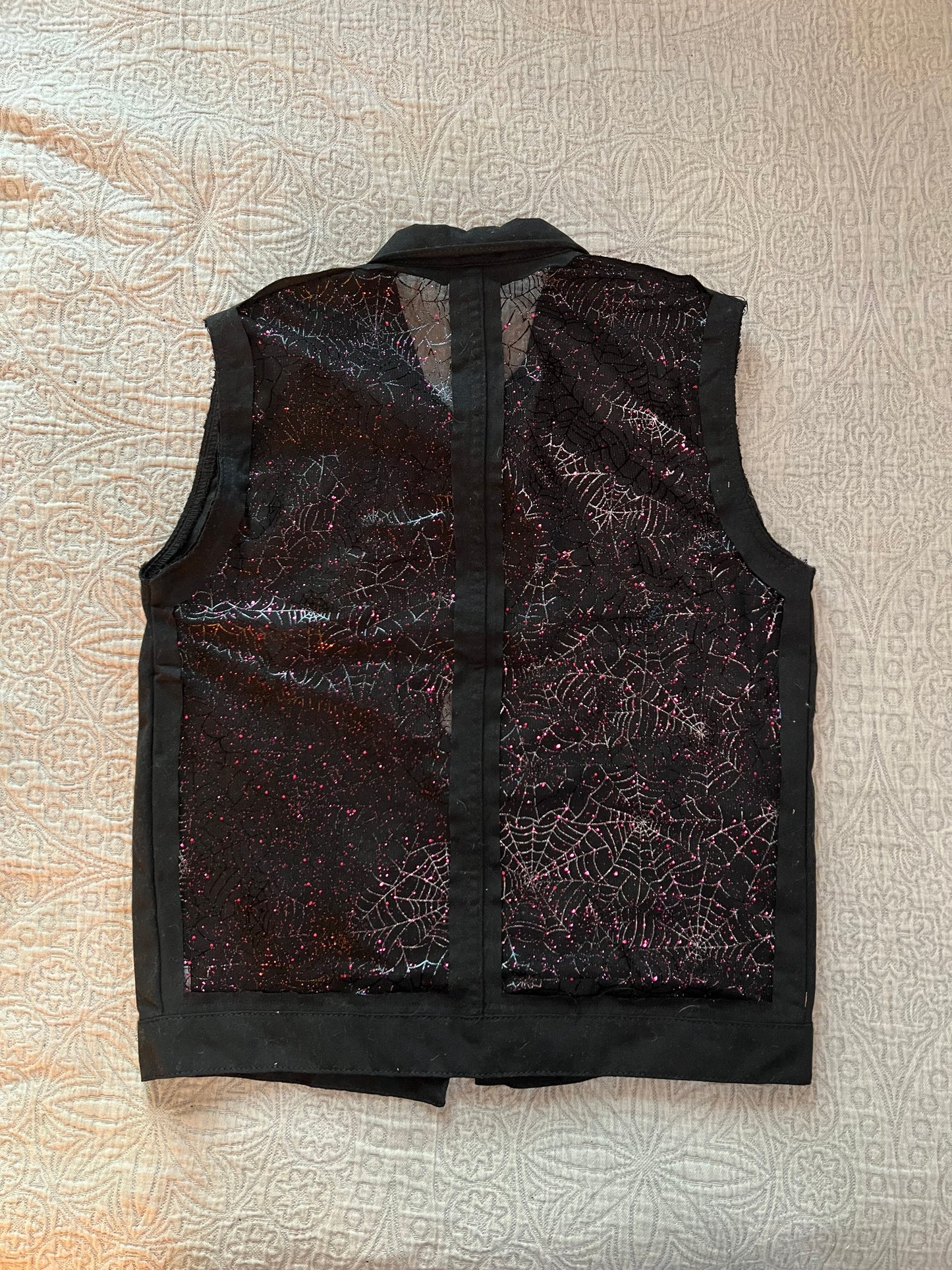 Black Denim Purple Spiderweb Vest [L]