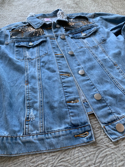 Distressed Star Denim Mystic Jacket [0X]