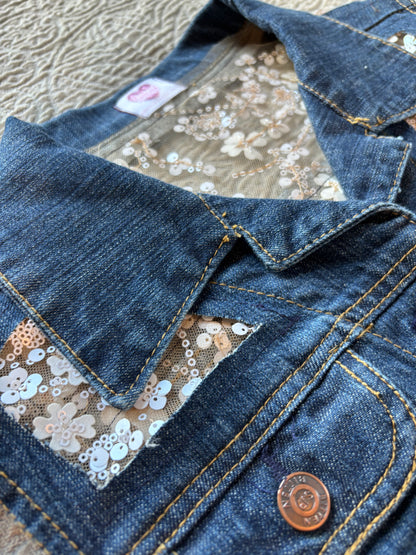 Denim White Floral Vest [S]