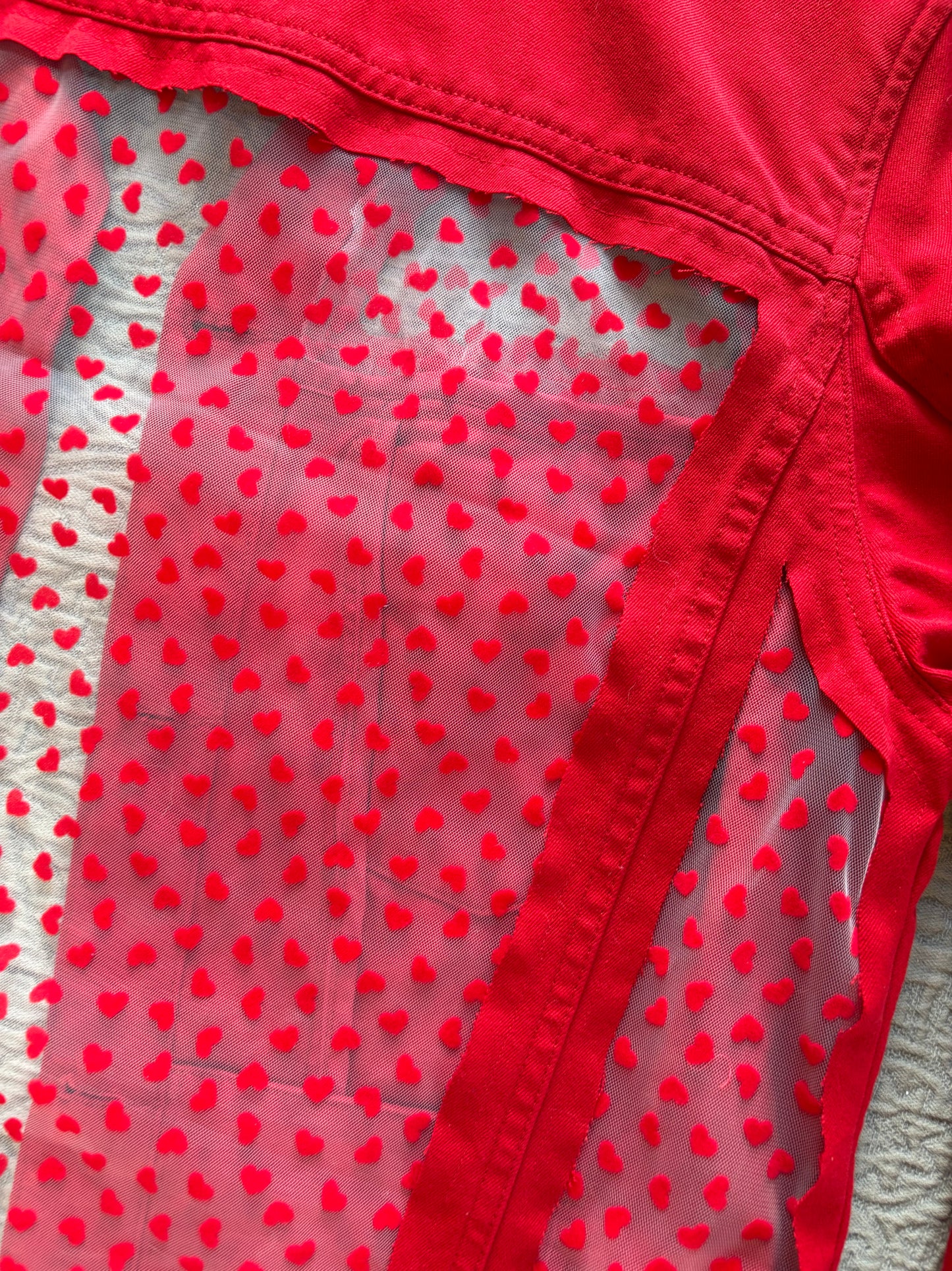 Red Denim Hearts Jacket [0X]