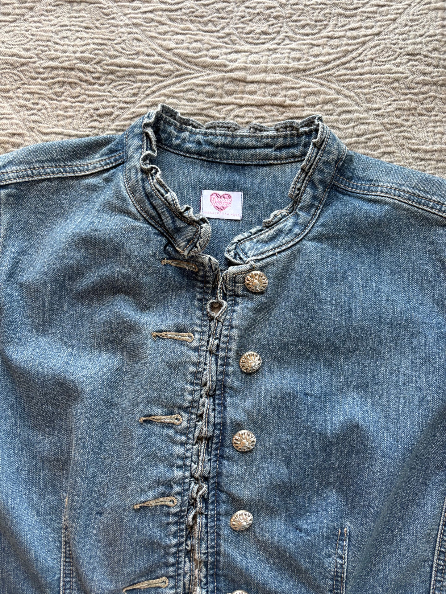 Frilly Denim Silver Floral Jacket [XL]