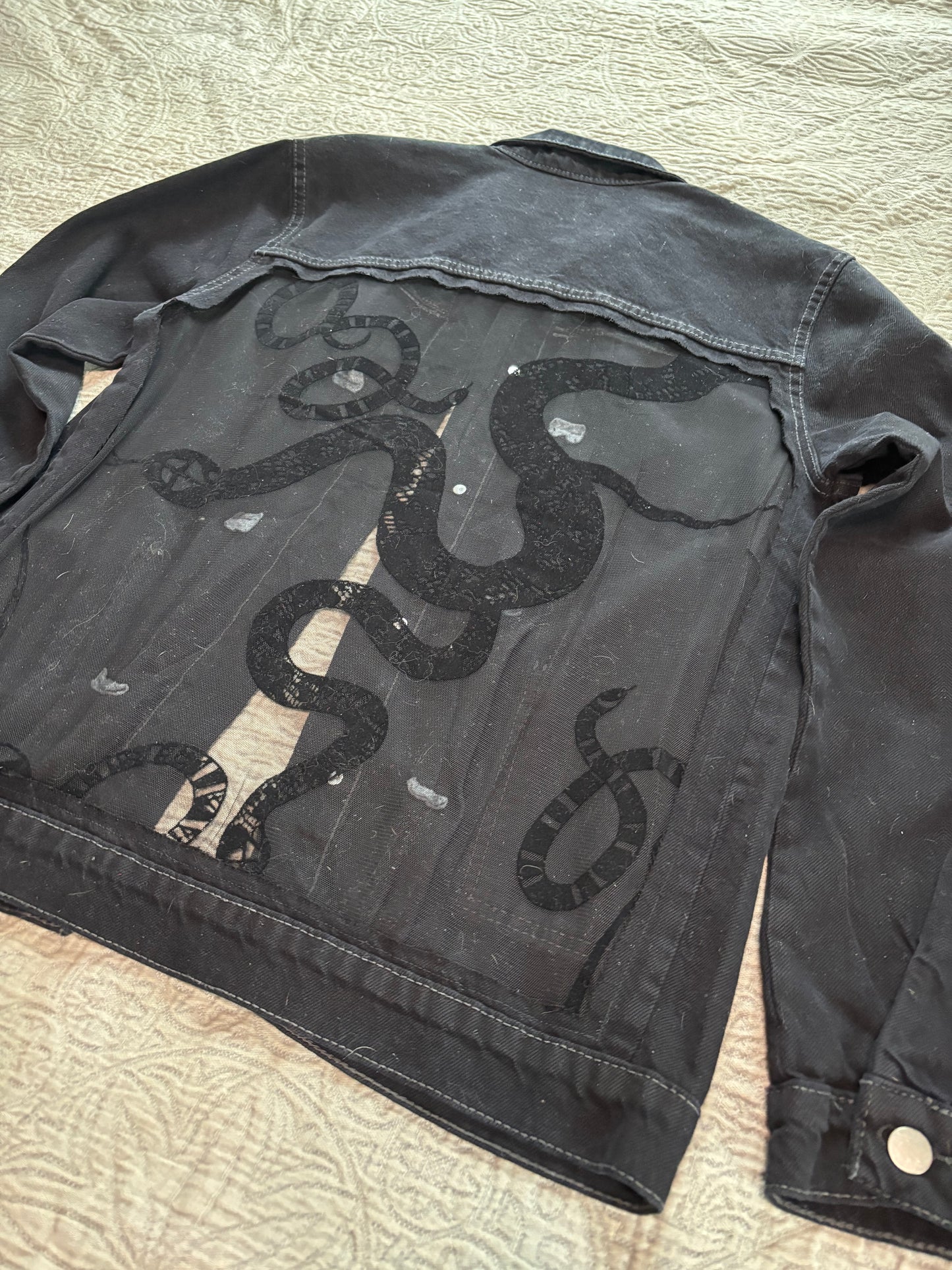 Black Denim Snakes Jacket [XL]