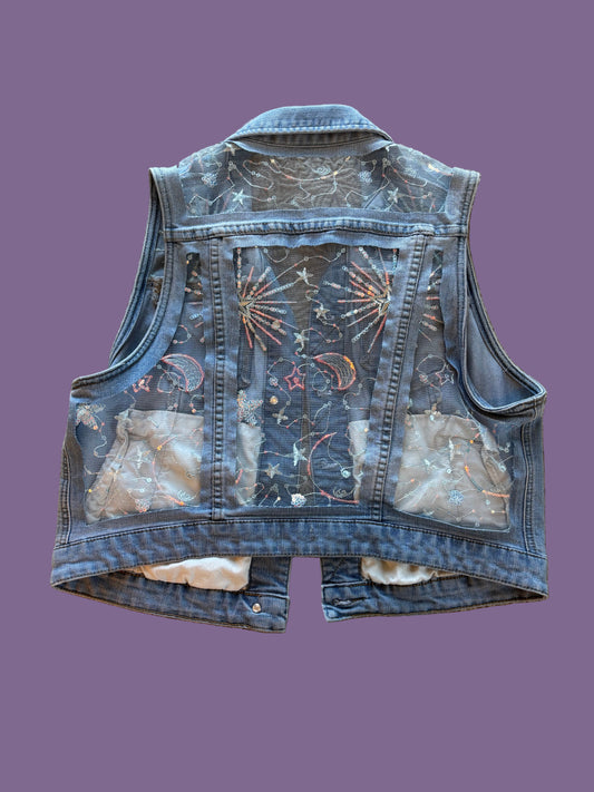 Blue Stars Light-Wash Denim Vest [XL]