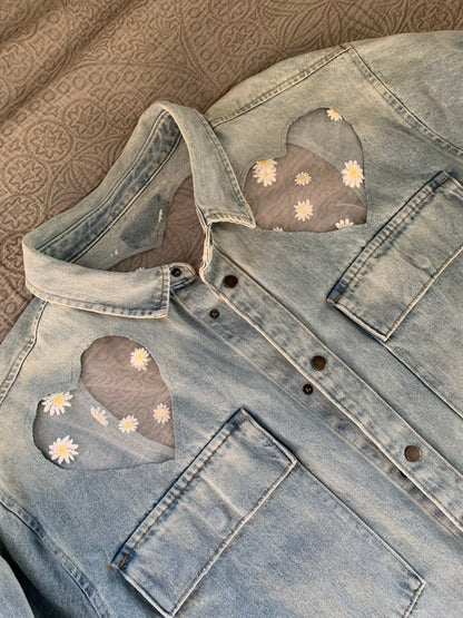 Heart Cutout Denim Daisies [4X]