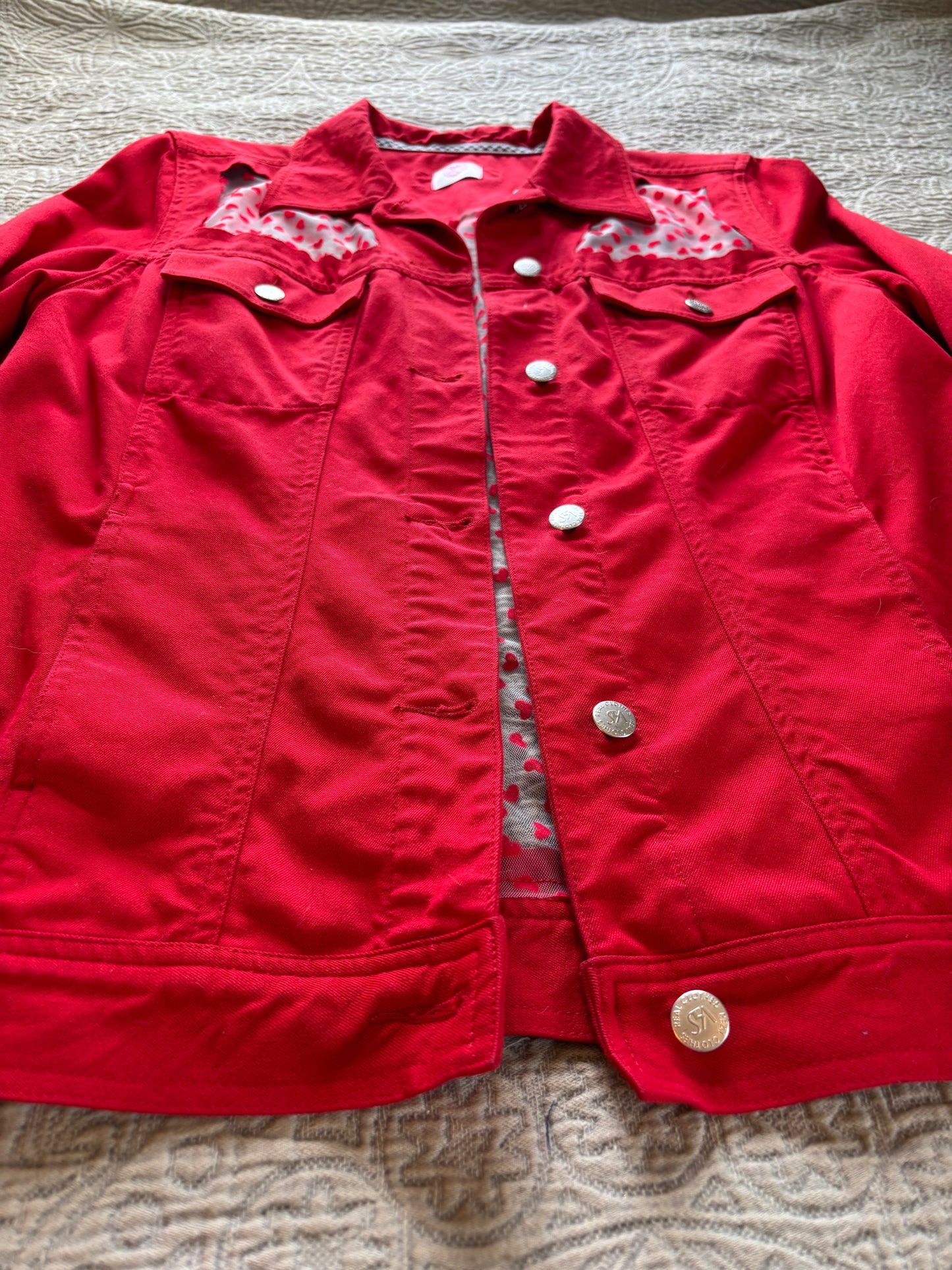 Red Denim Hearts Jacket [0X]