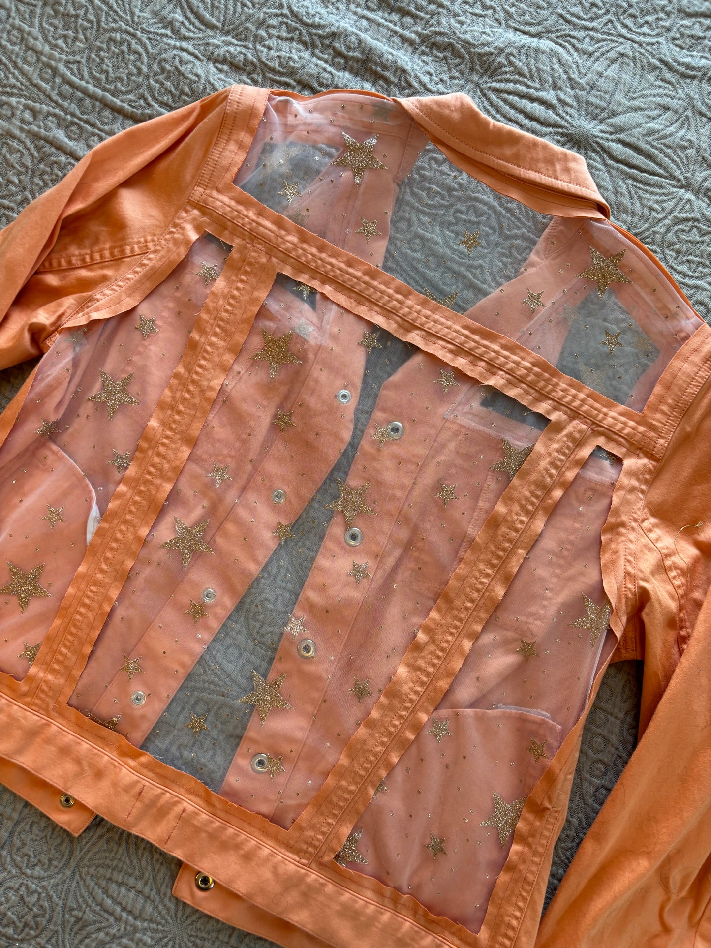Gold Stars Orange Denim Jacket [XL]